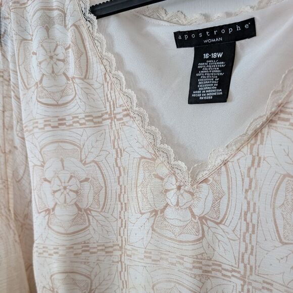 Apostrophe Boho Peasant Floral Cream Top Size 16/18 - Picture 2 of 9